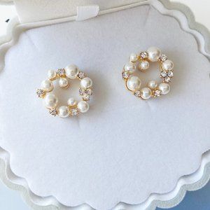 3/$35 Gold Pearl Circle Stud Earrings